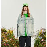 Unisex Jacket Retro Washed Denim Jacket G Loose Lapels Overalls